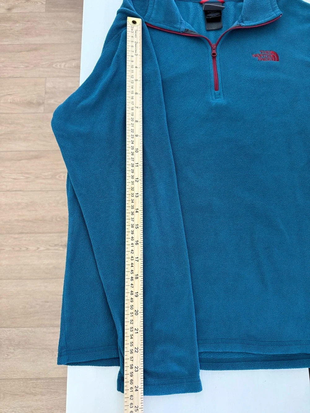 The North Face Men’s Small Blue Quarter Zip Fleece Burgundy Red Logo